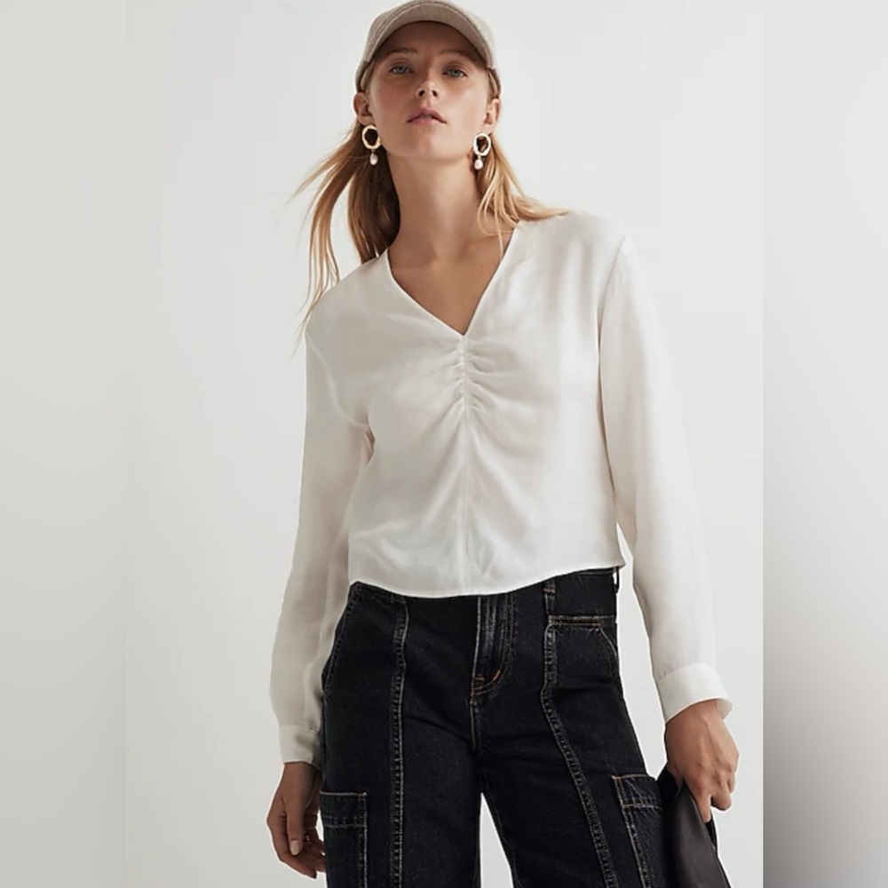 Madewell Brushed Ruched-Front Top